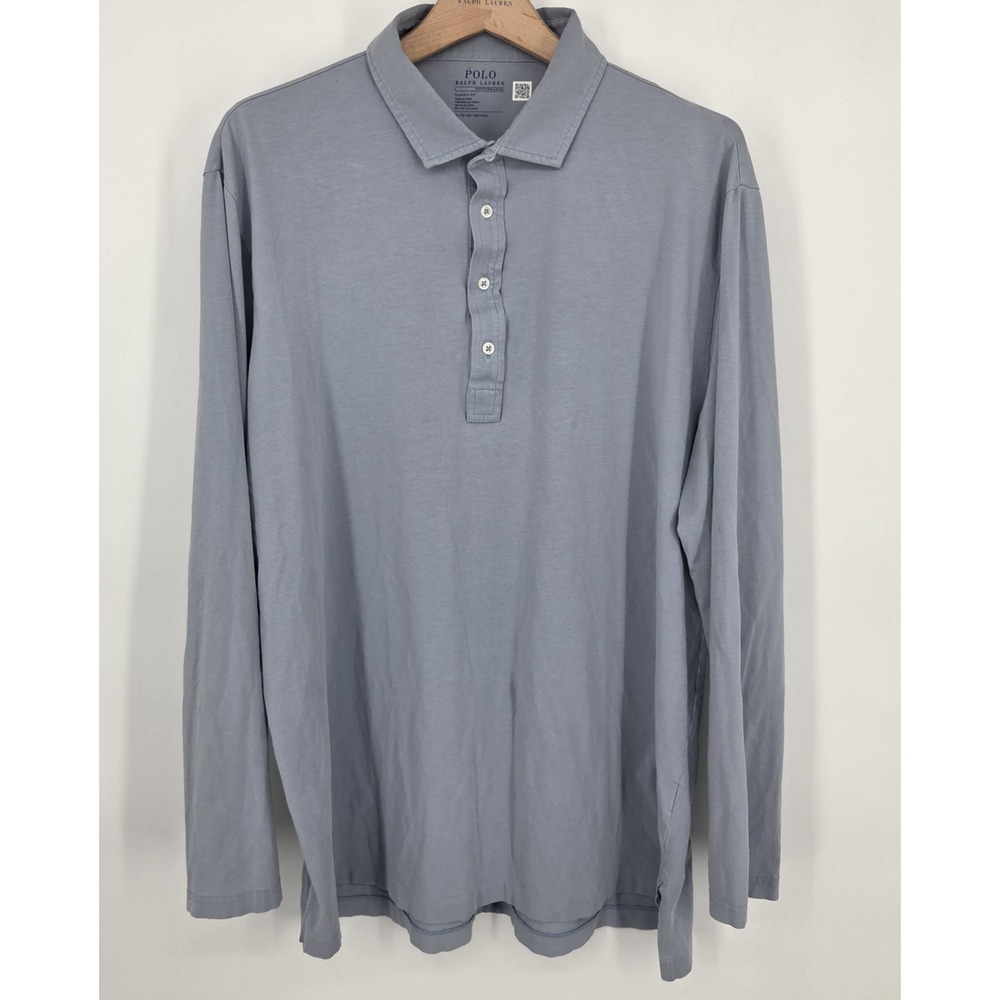 Polo Ralph Lauren Performance Long Sleeve Polo Shirt Mens XL Blue Classic Fit